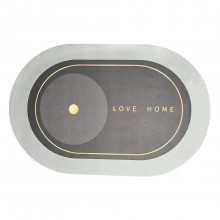 Covor de Baie Antiderapant SIKS, Model „Love Home”, Oval, 80 x 47 cm, Gri