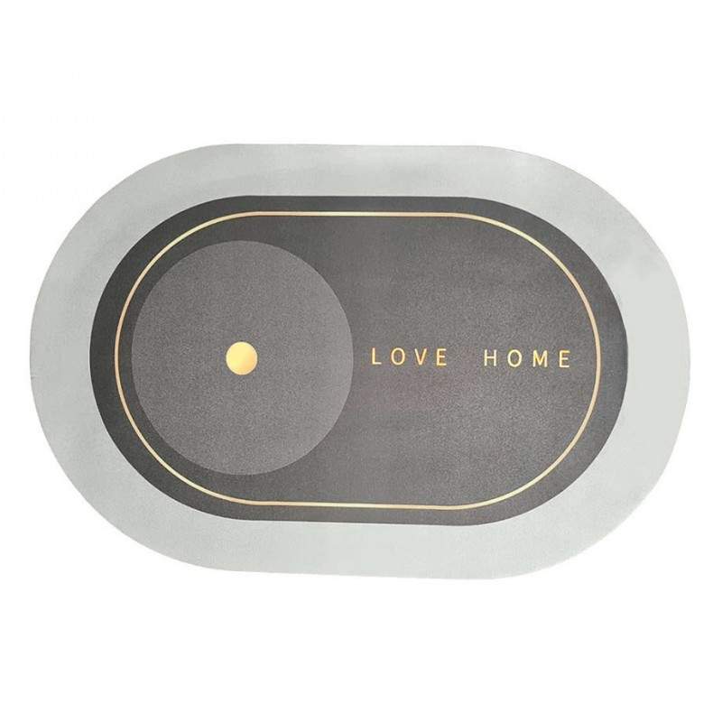 Covor de Baie Antiderapant SIKS, Model „Love Home”, Oval, 80 x 47 cm, Gri Covor de Baie Antiderapant SIKS, Model „Love Home”, Oval, 80 x 47 cm, Gri
