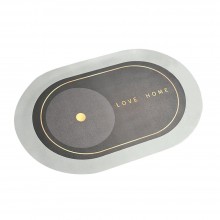 Covor De Baie EDAR, Cu Mesaj „Love Home”, Absorbant, Antiderapant, Material Moale, Curatoare Usoara, 80 x 47 cm, Gri