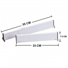 Set 2 x Organizator pentru Sertar EDAR, Extensibil. Spuma Antialunecare, Sistem Blocare, Lungime Maxima 55 cm, Plastic, Alb Set 2 x Organizator pentru Sertar EDAR, Extensibil. Spuma Antialunecare, Sistem Blocare, Lungime Maxima 55 cm, Plastic, Alb