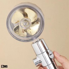 Para Cap de Dus SIKS cu Elice si Jet Turbo Tip Vortex Cu Presiune Foarte Puternica, Filtru Apa, Cap Rotativ 360° si Buton On/...
