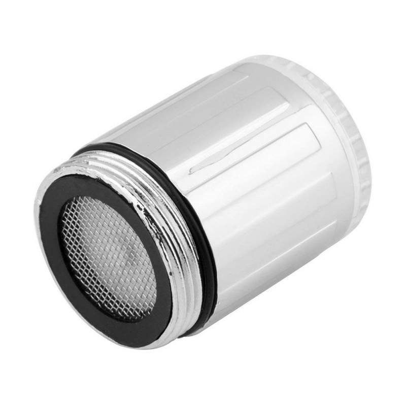 Cap Adaptor De Robinet SIKS Cu Led Multicolor, Perlator, 7 Culori, Termosensibil, Activare Automata, Cu filtru, Argintiu Cap Adaptor De Robinet SIKS Cu Led Multicolor, Perlator, 7 Culori, Termosensibil, Activare Automata, Cu filtru, Argintiu