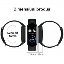 Bratara Fitness Smart Band 8 SIKS, Functie Monitorizare Somn, Antrenament, Masurare Ritm Cardiac, Puls, Saturatie, Calorii, P...