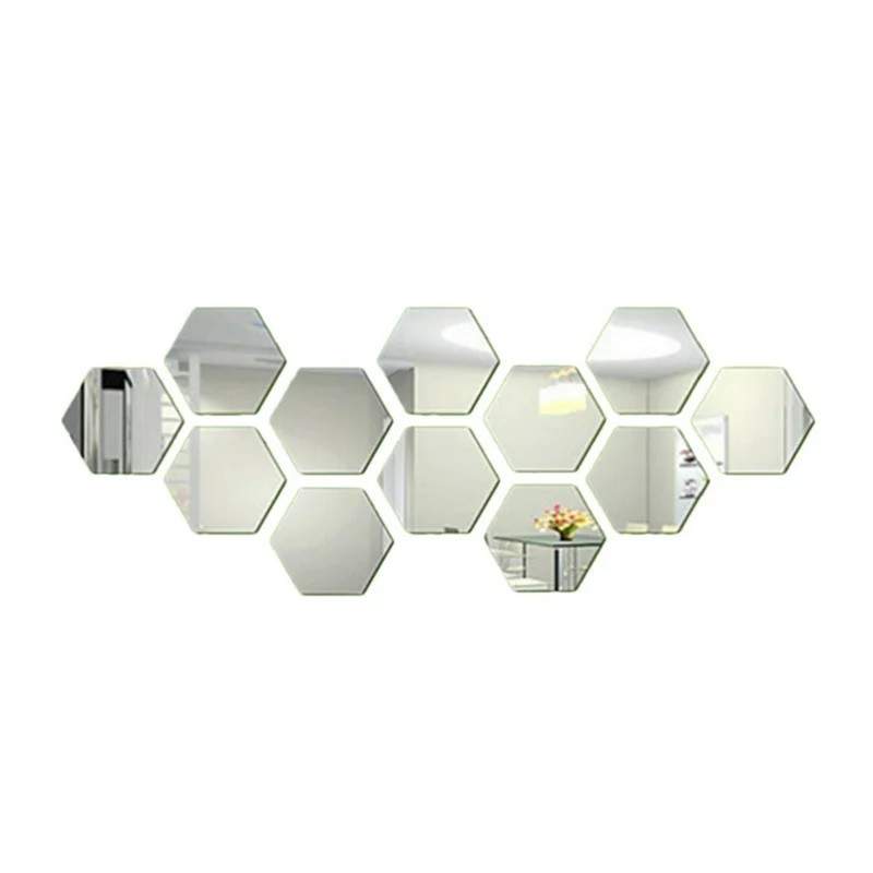 Oglinzi Acrilice Hexagonale EDAR,12 Bucati, Autoadezive, Aplicare pe Perete, Dimensiuni 20 x 23 cm, Argintiu Oglinzi Acrilice Hexagonale EDAR,12 Bucati, Autoadezive, Aplicare pe Perete, Dimensiuni 20 x 23 cm, Argintiu