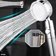 Para de Dus EDAR cu Elice, Cap Rotativ 360°, Jet Turbo, Presiune Puternica, Economisire Apa, Filtru Impuritati, Argintiu
