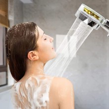 Para de Dus EDAR cu Elice, Cap Rotativ 360°, Jet Turbo, Presiune Puternica, Economisire Apa, Filtru Impuritati, Argintiu