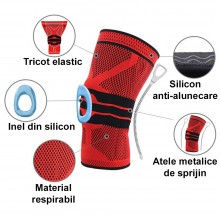 Orteza Elastica SIKS Pentru Genunchi Si Activitati Sportive, Din Material Respirabil, Cu Arcuire Metalica, Pernita Silicon Pe...