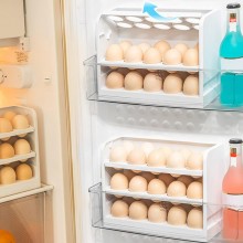 Suport Organizator Oua SIKS Pentru Usa Frigiderului, Cutie Depozitare Cu Capacitate 30 Oua, Pe 3 Nivele, Plastic, Alb