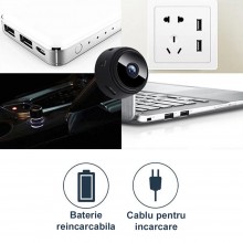 Mini Camera de Supraveghere Inteligenta SIKS, Tip Dispozitiv Spionaj, Microfon, Viziune de Noapte, Unghi Larg de Vizualizare,...