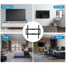 Suport TV Metalic EDAR, Compatibilitate 26-63 inch, Greutate Maxima Suportata 50 kg, Accesorii Instalare Incluse, Negru