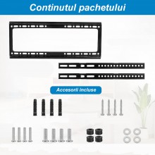 Suport TV Metalic EDAR, Compatibilitate 26-63 inch, Greutate Maxima Suportata 50 kg, Accesorii Instalare Incluse, Negru