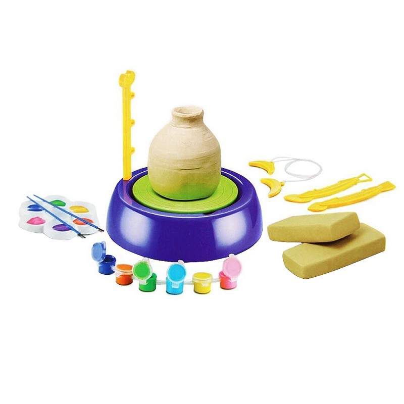 Set Roata De Olarit SIKS Si Pictat Pentru Copii, Interactiv, De Facut Modele Unice Din Lut, Plastic / Argila, Accesorii Inclu...