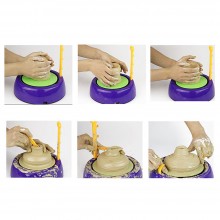 Set Roata De Olarit SIKS Si Pictat Pentru Copii, Interactiv, De Facut Modele Unice Din Lut, Plastic / Argila, Accesorii Inclu...