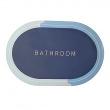 Covoras De Baie EDAR, Cu Mesaj Bathroom, Absorbant, Antiderapant, Material Moale, Curatoare Usoara, 58 x 38 cm, Albastru / Gri