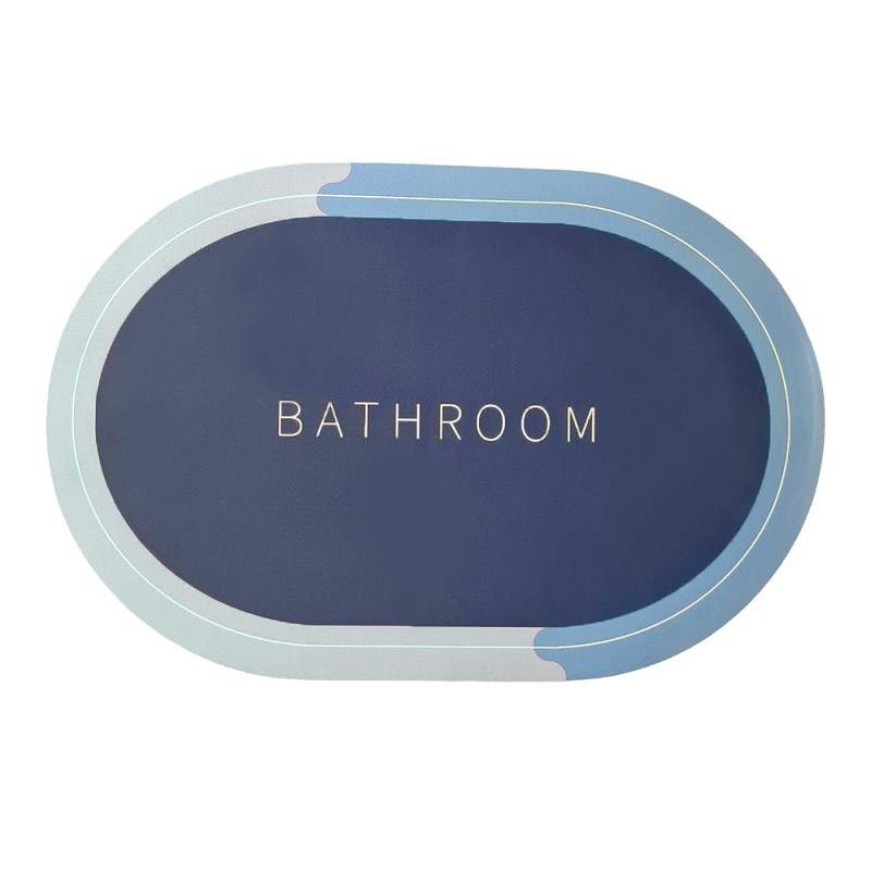 Covoras De Baie EDAR, Cu Mesaj Bathroom, Absorbant, Antiderapant, Material Moale, Curatoare Usoara, 58 x 38 cm, Albastru / Gri Covoras De Baie EDAR, Cu Mesaj Bathroom, Absorbant, Antiderapant, Material Moale, Curatoare Usoara, 58 x 38 cm, Albastru / Gri