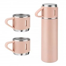 Set Sticla Termos SIKS cu interior din Inox Cu 2 Cani Extra, Cu Perete Dublu, Inchidere Ermetica, Rezistent la Rugina si la S...