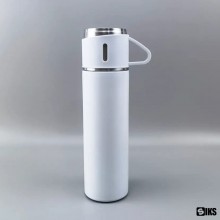 Set Sticla Termos SIKS cu interior din Inox Cu 2 Cani Extra, Cu Perete Dublu, Inchidere Ermetica, Rezistent la Rugina si la S...