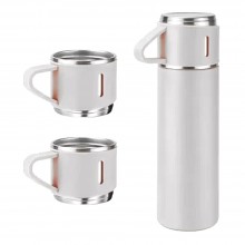 Set Sticla Termos SIKS cu interior din Inox Cu 2 Cani Extra, Cu Perete Dublu, Inchidere Ermetica, Rezistent la Rugina si la S...