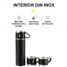 Set Sticla Termos SIKS cu interior din Inox Cu 2 Cani Extra, Cu Perete Dublu, Inchidere Ermetica, Rezistent la Rugina si la S... Set Sticla Termos SIKS cu interior din Inox Cu 2 Cani Extra, Cu Perete Dublu, Inchidere Ermetica, Rezistent la Rugina si la S...