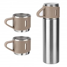 Set Sticla Termos SIKS cu interior din Inox Cu 2 Cani Extra, Cu Perete Dublu, Inchidere Ermetica, Rezistent la Rugina si la S...
