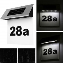 Lampa LED De Exterior SIKS cu Numar Casa, Inox, Incarcare Solara, Cu Baterie Reincarcabila Inclusa, Pornire Oprire Automata, ...
