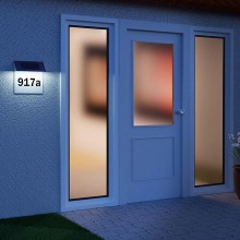 Lampa LED De Exterior SIKS cu Numar Casa, Inox, Incarcare Solara, Cu Baterie Reincarcabila Inclusa, Pornire Oprire Automata, ...