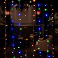 Plasa cu Lumini EDAR Tip Instalatie de Craciun, Lungime 3 m x Inaltime 3 m, Multicolora, Fir Alb, 8 Moduri de Iluminare, Inte...