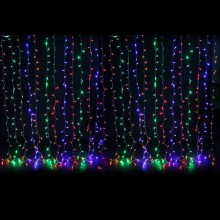 Plasa cu Lumini EDAR Tip Instalatie de Craciun, Lungime 3 m x Inaltime 3 m, Multicolora, Fir Alb, 8 Moduri de Iluminare, Inte...