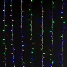 Plasa cu Lumini EDAR Tip Instalatie de Craciun, Lungime 3 m x Inaltime 3 m, Multicolora, Fir Alb, 8 Moduri de Iluminare, Inte...