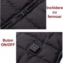 Vesta cu Caldura EDAR, Unisex, Alimentare prin Conector USB Incorporat, Fara Acumulator, Ideala Pentru Sezonul Rece, Negru, M... Vesta cu Caldura EDAR, Unisex, Alimentare prin Conector USB Incorporat, Fara Acumulator, Ideala Pentru Sezonul Rece, Negru, M...