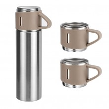 Termos EDAR Cu Interior Din Inox, Capacitate 500 ml, Cu Perete Dublu, Set Cu 2 Cani Extra, Inchidere Ermetica, Rezistent la R...