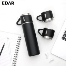Termos EDAR Cu Interior Din Inox, Capacitate 500 ml, Cu Perete Dublu, Set Cu 2 Cani Extra, Inchidere Ermetica, Rezistent la R...