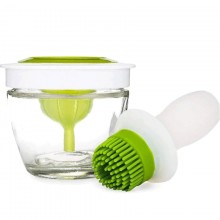 Pensula Cu Pompita Si Peri Din Silicon Oil Brush, Pentru Ulei, Oliviera EDAR Cu Bol Inclus, 148 ml, Alb-Verde