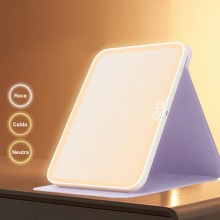 Oglinda Cosmetica SIKS Pentru Machiaj Cu Lumina LED, 3 Tipuri De Lumina, Touch Switch, Pliabila, Iluminata, Cu Suport, USB, D...