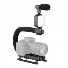 Kit Profesional SIKS De Vlogging Sau Podcast Youtube Cu Telecomanda, Trepied, Lumina LED Si Microfon, Compatibil Cu Aparat Fo...