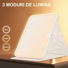 Oglinda Cosmetica SIKS Pentru Machiaj Cu Lumina LED, 3 Tipuri De Lumina, Touch Switch, Pliabila, Iluminata, Cu Suport, USB, D... Oglinda Cosmetica SIKS Pentru Machiaj Cu Lumina LED, 3 Tipuri De Lumina, Touch Switch, Pliabila, Iluminata, Cu Suport, USB, D...