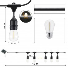 Ghirlanda SIKS Cu 10 Becuri Luminoase De Interior/Exterior/Gradina, Cu Incarcare Solara sau USB, Pendule LED, 10 Metri, Lumin...
