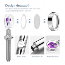 Para Cap de Dus SIKS cu Elice MOV si Jet Turbo Tip Vortex Cu Presiune Foarte Puternica, Filtru Apa, Cap Rotativ 360° si Buton...