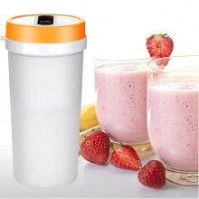 Mini Blender Portabil, Compact SIKS, Electric, Incarcare USB, 4 Lame, Capacitate 300 ml, Galben / Alb