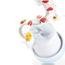 Mini Blender Portabil, Compact SIKS, Electric, Incarcare USB, 4 Lame, Capacitate 300 ml, Galben / Alb