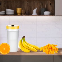 Mini Blender Portabil, Compact SIKS, Electric, Incarcare USB, 4 Lame, Capacitate 300 ml, Galben / Alb