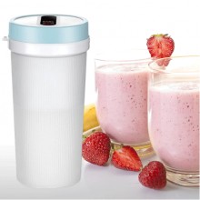 Mini Blender Portabil, Compact SIKS, Electric, Incarcare USB, 4 Lame, Capacitate 300 ml, Albastru / Alb