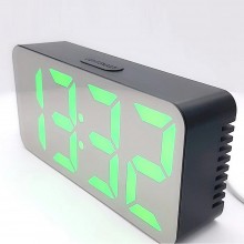 Ceas Digital Negru de Masa SIKS cu Efect de Oglinda, Alarma si Termometru, cu LED Verde Ceas Digital Negru de Masa SIKS cu Efect de Oglinda, Alarma si Termometru, cu LED Verde
