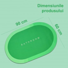 Covor de Baie Antiderapant SIKS, Model „Bathroom”, Oval, 90 x 60 cm, Verde