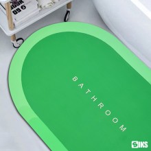 Covor de Baie Antiderapant SIKS, Model „Bathroom”, Oval, 90 x 60 cm, Verde
