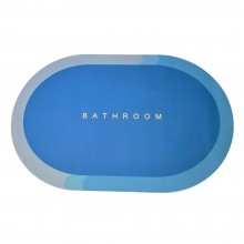 Covor de Baie Antiderapant SIKS, Model „Bathroom”, Oval, 90 x 60 cm, Albastru