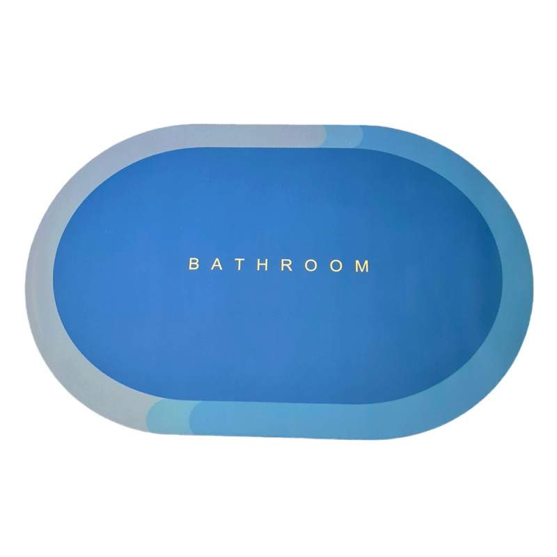 Covor de Baie Antiderapant SIKS, Model „Bathroom”, Oval, 90 x 60 cm, Albastru