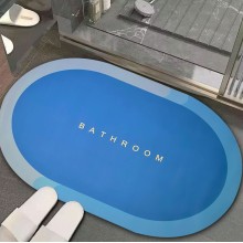 Covor de Baie Antiderapant SIKS, Model „Bathroom”, Oval, 90 x 60 cm, Albastru