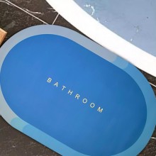 Covor de Baie Antiderapant SIKS, Model „Bathroom”, Oval, 90 x 60 cm, Albastru