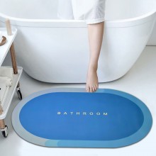 Covor de Baie Antiderapant SIKS, Model „Bathroom”, Oval, 90 x 60 cm, Albastru